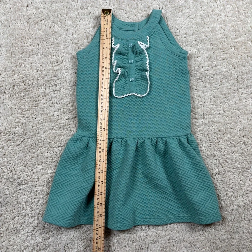 Janie and Jack Girls Teal Green Quilted Ruffle‎ Bib Sleeveless Dress Size 3